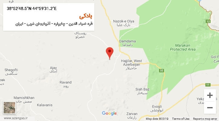 روستای بادکی بر روی نقشه