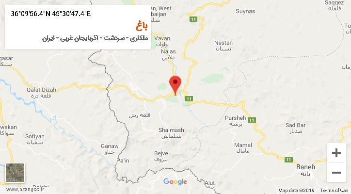 روستای باغ بر روی نقشه