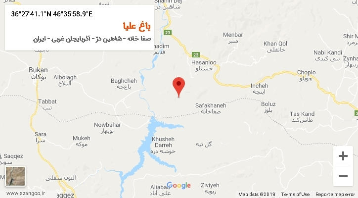 روستای باغ علیا بر روی نقشه