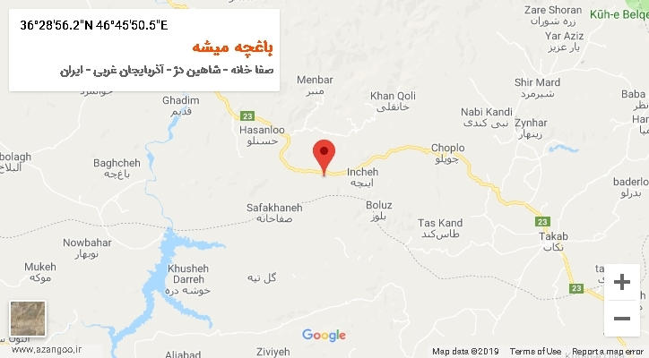 روستای باغچه میشه بر روی نقشه