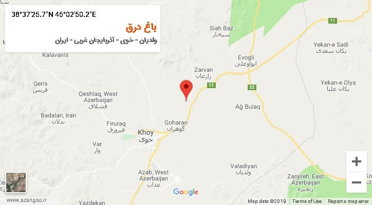 روستای باغ درق بر روی نقشه