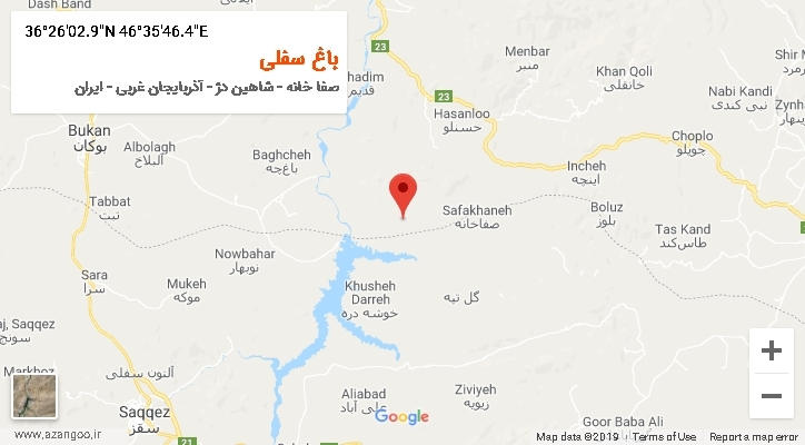 روستای باغ سفلی بر روی نقشه