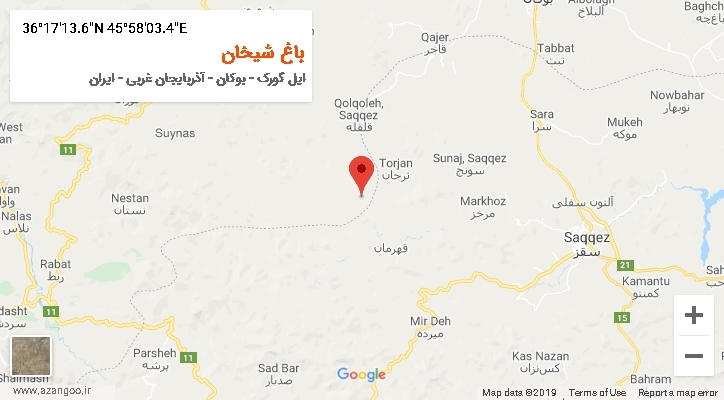 روستای باغ شیخان بر روی نقشه