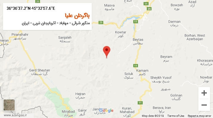 روستای باگردان علیا بر روی نقشه