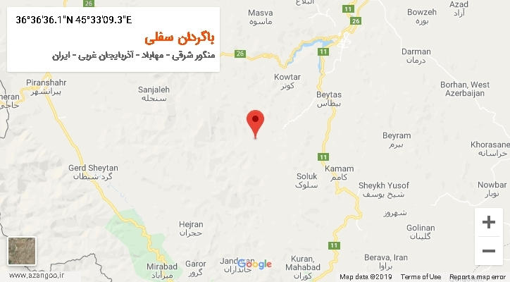 روستای باگردان سفلی بر روی نقشه