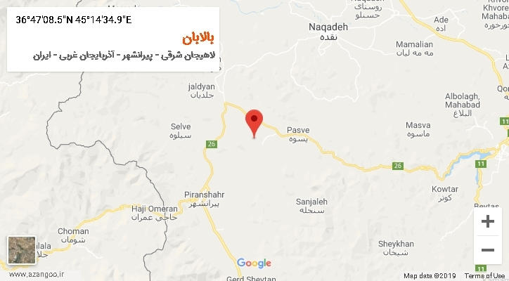 روستای بالابان بر روی نقشه