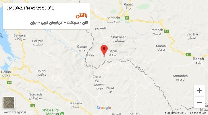 روستای بالتان بر روی نقشه