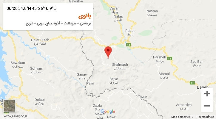 روستای بانوی بر روی نقشه