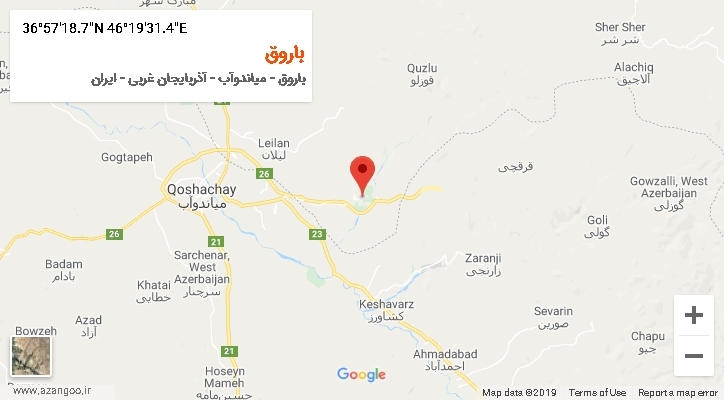 روستای باروق بر روی نقشه