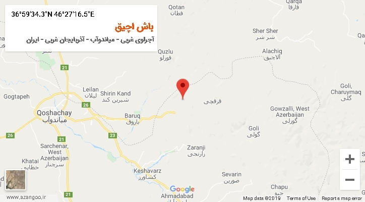 روستای باش اچیق بر روی نقشه