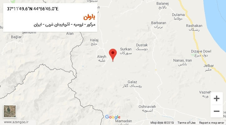 روستای باوان بر روی نقشه