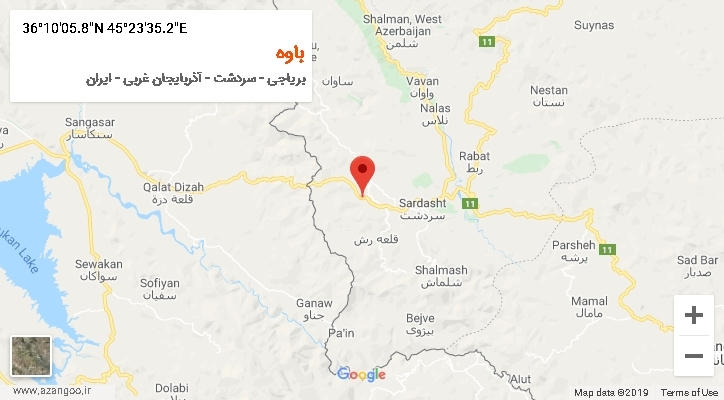 روستای باوه بر روی نقشه