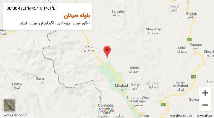 روستای باوله سیدان بر روی نقشه