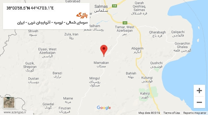 روستای باژرگه بر روی نقشه