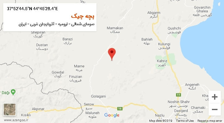 روستای بچه جیک بر روی نقشه