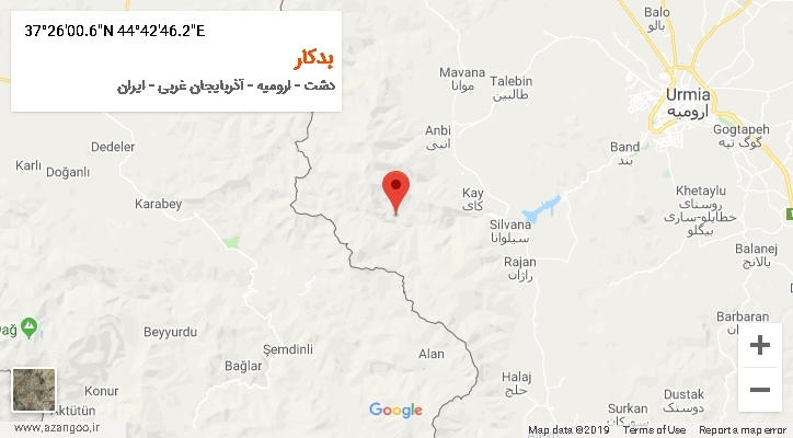 روستای بدکار بر روی نقشه