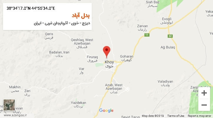 روستای بدل آباد بر روی نقشه
