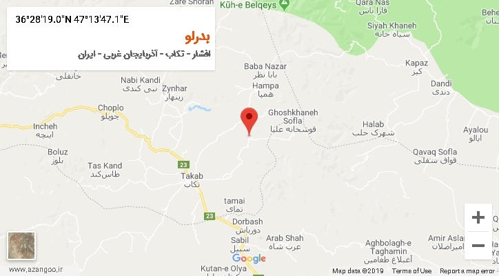 روستای بدرلو بر روی نقشه