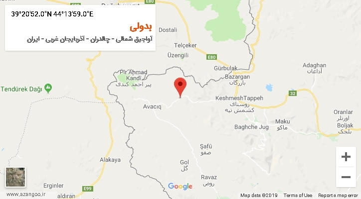روستای بدولی بر روی نقشه