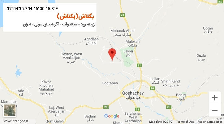 روستای بگتاش(بکتاش) بر روی نقشه