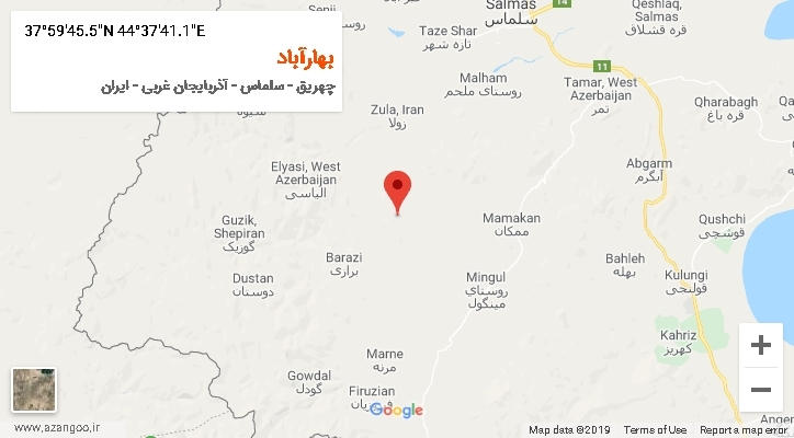 روستای بهارآباد بر روی نقشه