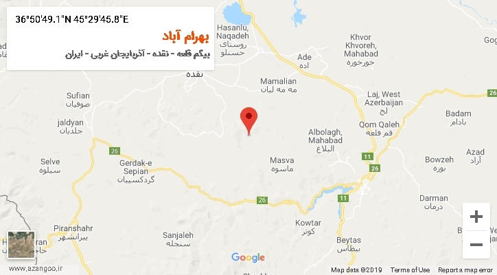 روستای بهرام آباد بر روی نقشه