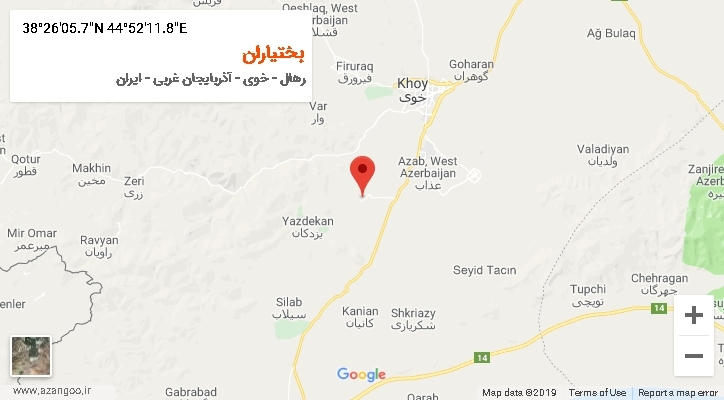 روستای بختیاران بر روی نقشه