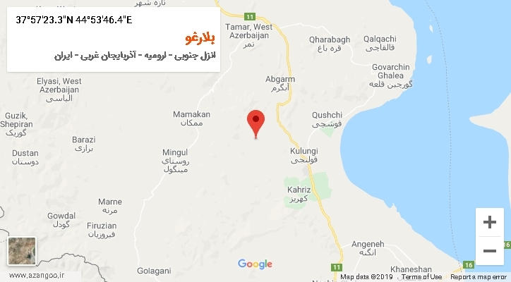 روستای بلارغو بر روی نقشه