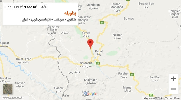 روستای بناویله بر روی نقشه