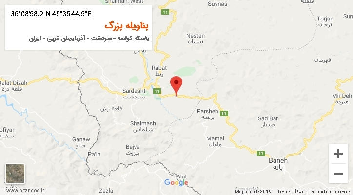روستای بناویله بزرگ بر روی نقشه