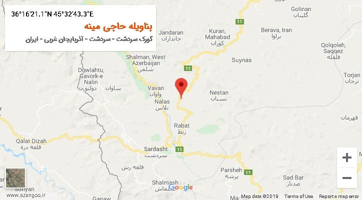 روستای بناویله حاجی مینه بر روی نقشه