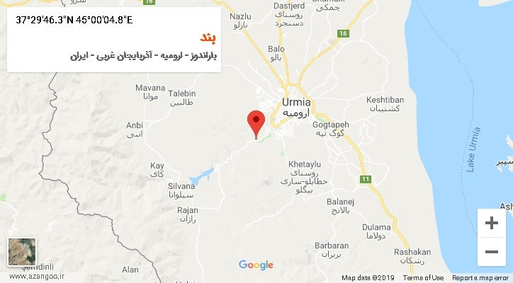 روستای بند بر روی نقشه