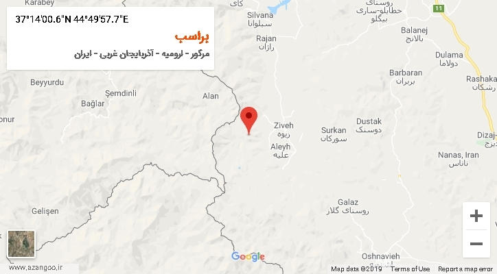 روستای براسب بر روی نقشه