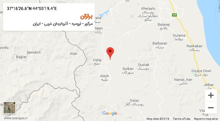 روستای برازان بر روی نقشه