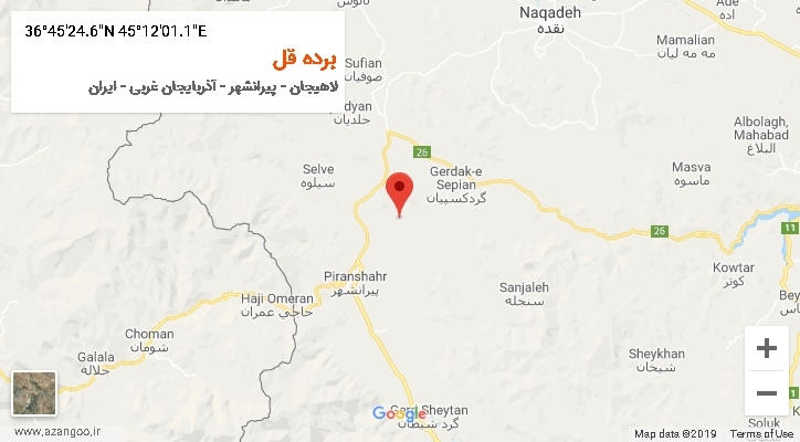 روستای برده قل بر روی نقشه