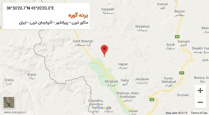 روستای برده گوره بر روی نقشه
