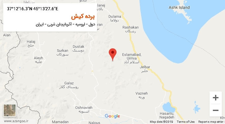 روستای برده کیش بر روی نقشه