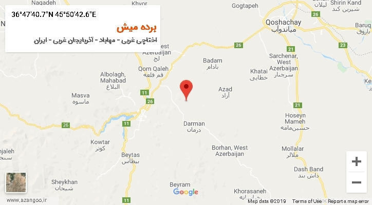 روستای برده میش بر روی نقشه
