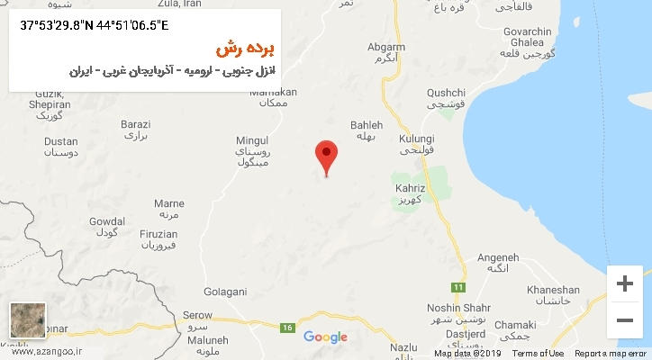 روستای برده رش بر روی نقشه