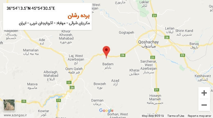 روستای برده رشان بر روی نقشه