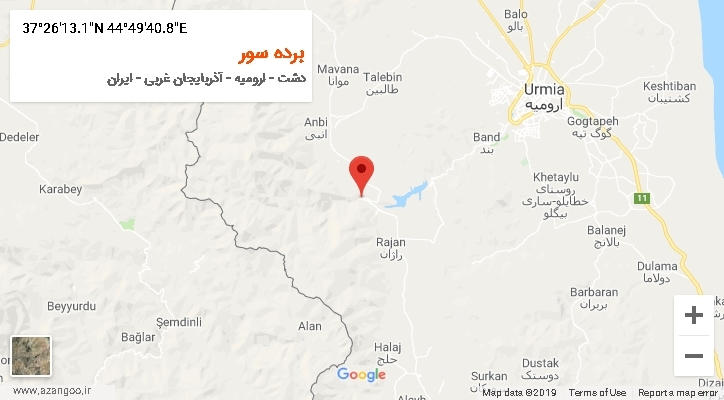 روستای برده سور بر روی نقشه