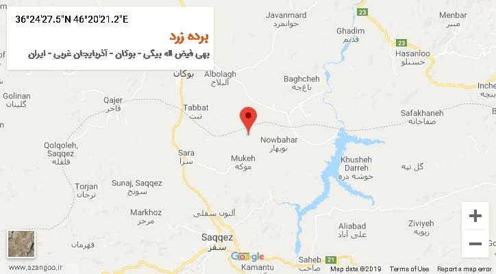 روستای برده زرد بر روی نقشه
