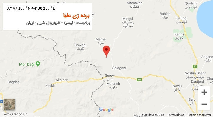 روستای برده زی علیا بر روی نقشه