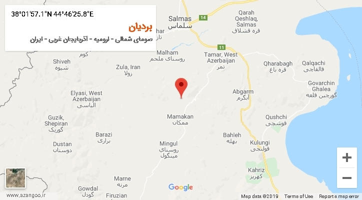 روستای بردیان بر روی نقشه