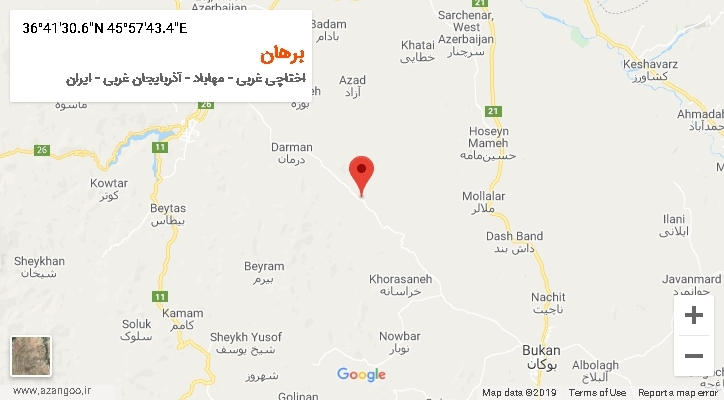 روستای برهان بر روی نقشه