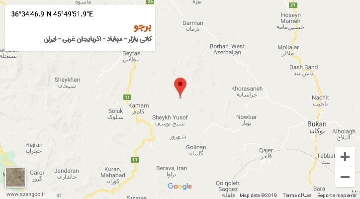 روستای برجو بر روی نقشه