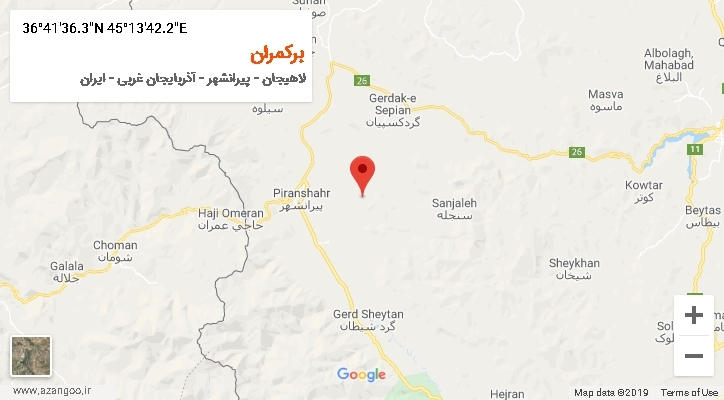 روستای برکمران بر روی نقشه
