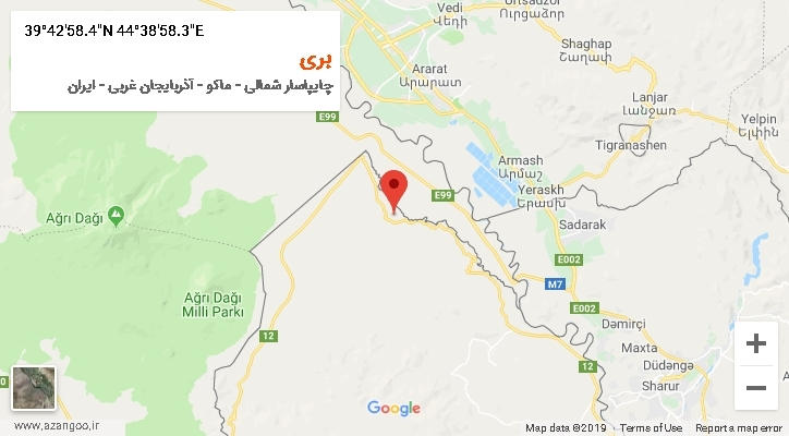 روستای بری بر روی نقشه