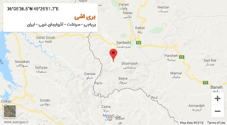 روستای بری اشی بر روی نقشه