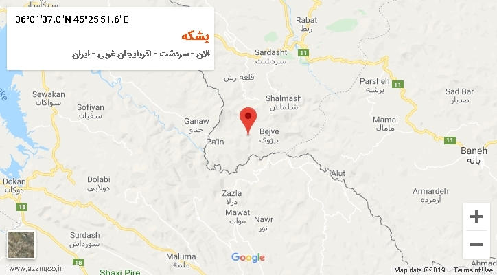 روستای بشکه بر روی نقشه